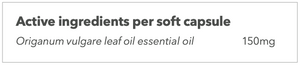Supplement facts for Oil of Oregano