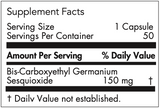 Text listing the ingredients including Bis-Carboxyethyl Germanium Sesquioxide