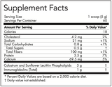 Text listing the ingredients Colostrum and Sunflower Lecithin Phospholipids, Immunoglobulins