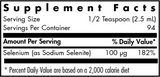 Text listing the ingredients including Selenium as Sodium Selenite