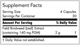 Text listing the ingredients including Field Bindweed Extract