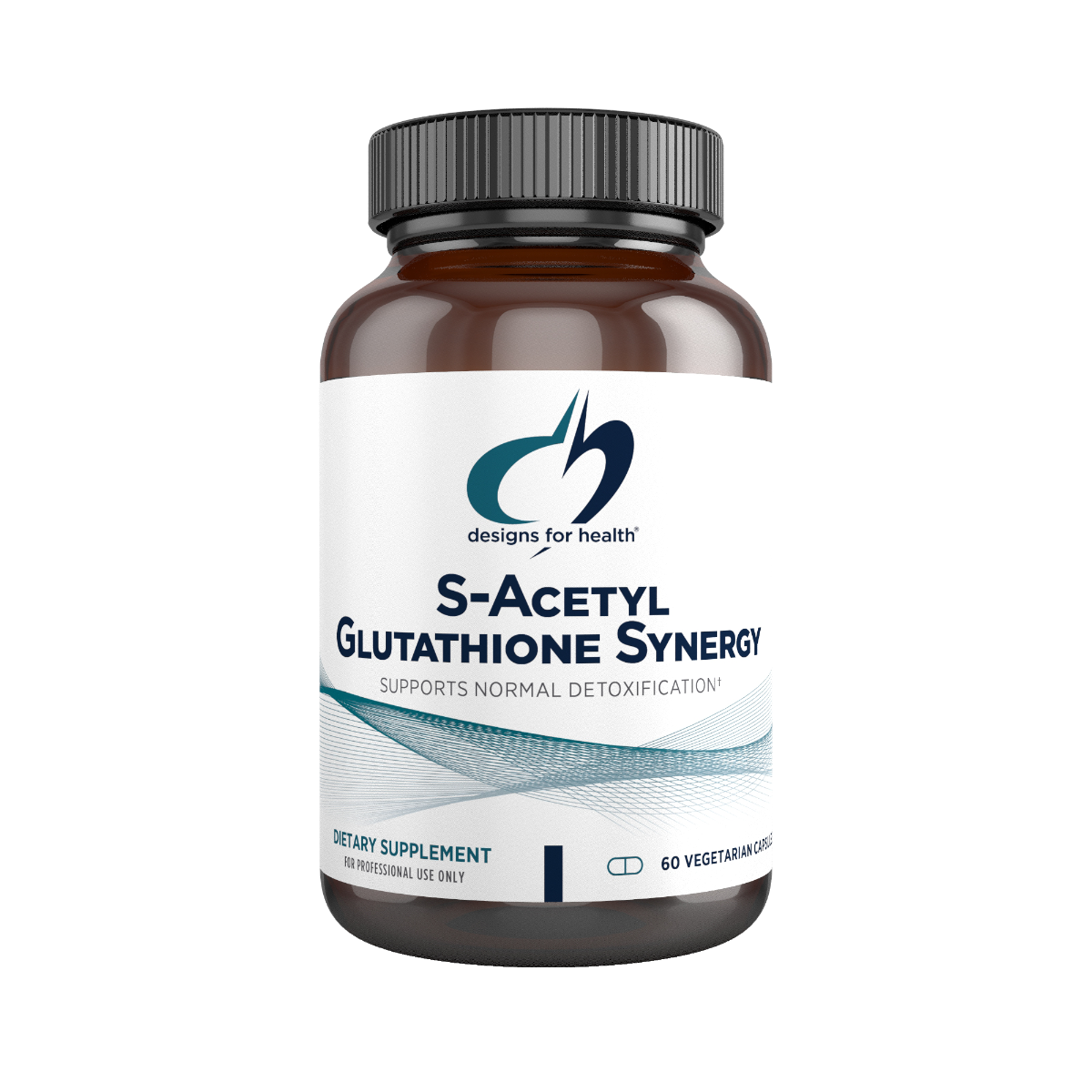 A supplement container of S-Acetyl Glutathione Synergy by Designs for Health - USA