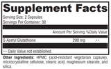 Supplement facts for S-Acetyl-Glutathione