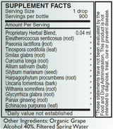 Supplement facts for A - Inflam listing ingredients including Allium sativum, Ashwagandha (Withania somnifera), Cat's claw (Uncaria tomentosa), Curcuma Longa, Echinacea purpurea