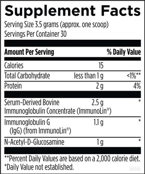 Supplement facts for IgGI Shield - AU