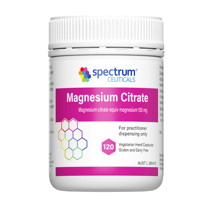 A supplement container of Magnesium Citrate 120c by SpectrumCeuticals