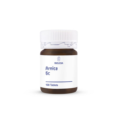 A supplement container of Arnica 6c tablets by Weleda