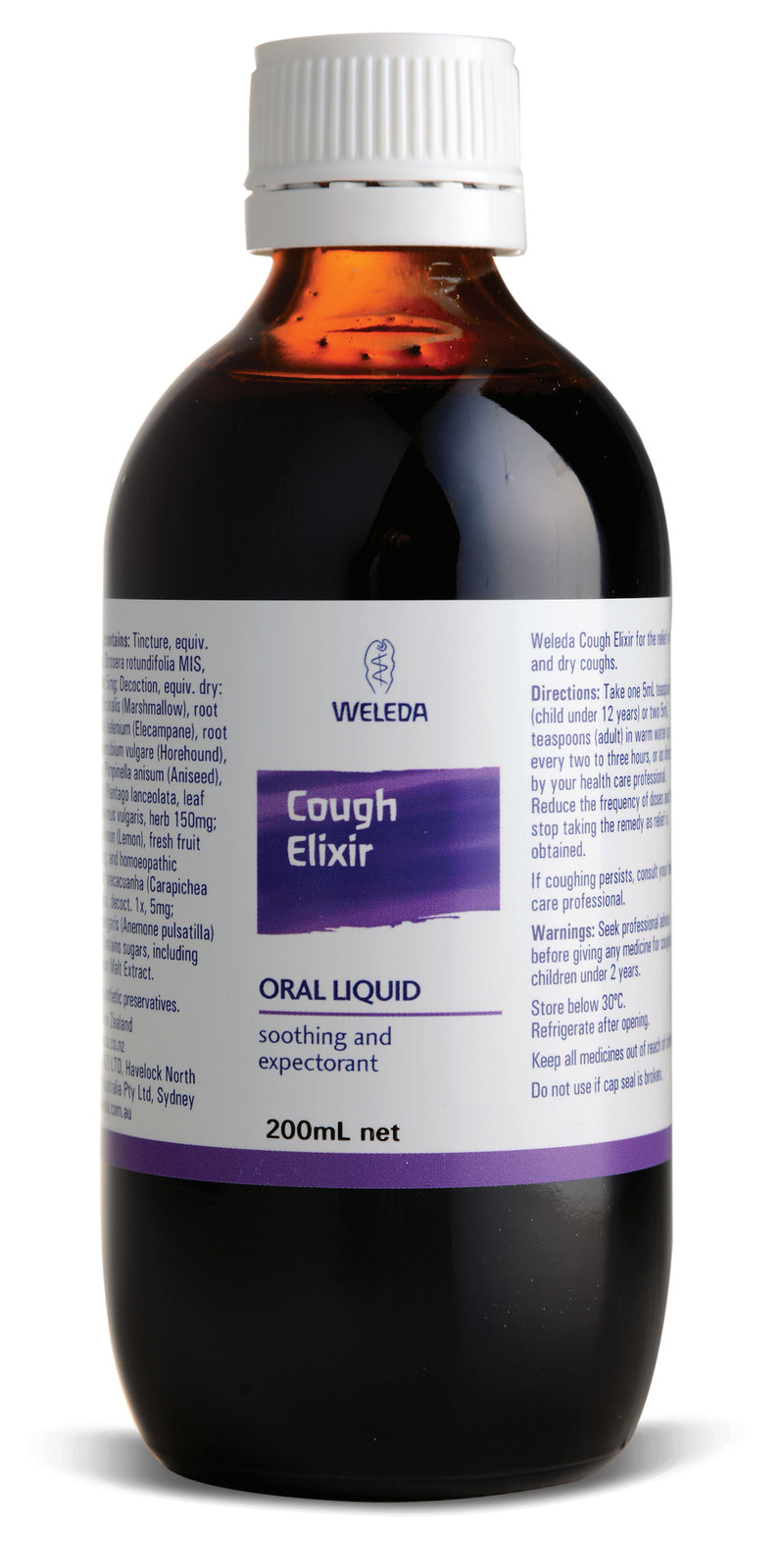 A supplement container of Cough Elixir by Weleda
