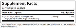 Supplement facts for Magnesium Glycinate Complex