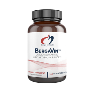 A Supplement container with the name BergaVin by designs for Health.