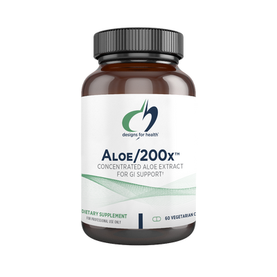 A supplement container of Aloe 200x by Designs for Health - USA