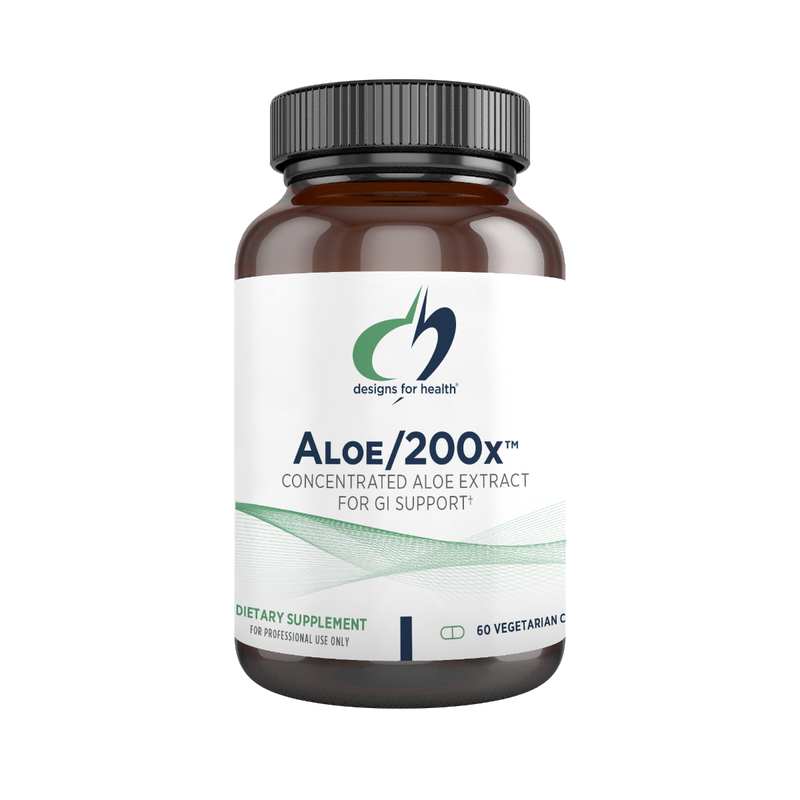 A supplement container of Aloe 200x by Designs for Health - USA
