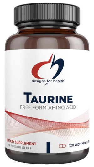 A Supplement container with the name Taurine by Designs for Health USA