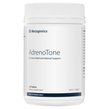 A supplement container with the name AdrenoTone by Metagenics