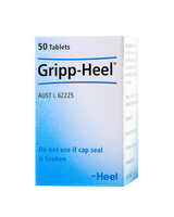 A supplement container of Gripp Heel Tablets 50 by Heel