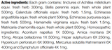 Supplement facts for Traumeel Cream listing ingredients including Arnica montana, Belladonna, Bellis Perennis, Calendula Extract, Comfrey (Symphytum Officinale)
