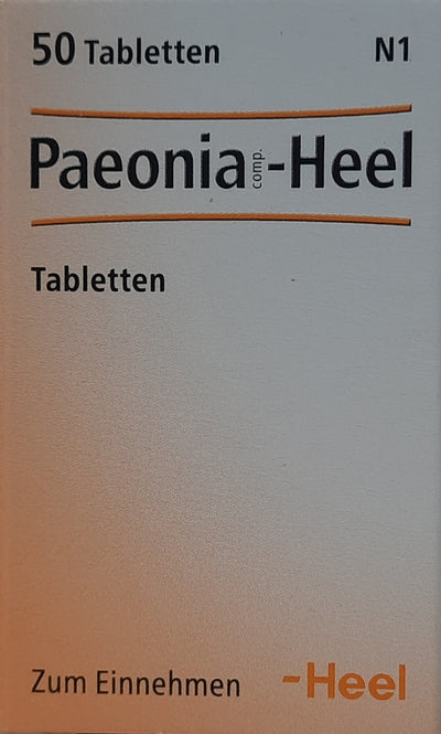 A supplement container of Paeonia Comp Heel Tablets 50 by Heel
