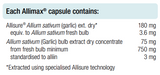 Supplement facts for Allimax