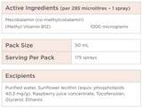 Supplement facts for Liposomal Methyl B12 (AUS)