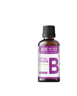 A supplement bottle with the name Total B Drops by MTHFR