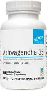 A supplement container of Ashwagandha 35 60 Capsules by Xymogen