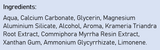 Supplement facts for Ratanhia Toothpaste listing ingredients including Calcium, Calcium Carbonate, Calcium carbonate, Cetyl Alcohol, Commiphora myrrha