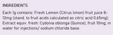 Supplement facts for Gencydo Hayfever Nasal Spray listing ingredients including Citric Acid, Lemon Extract