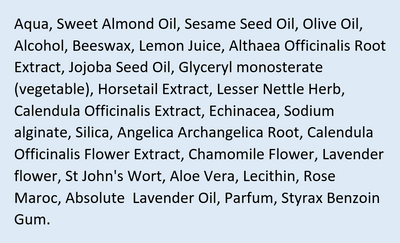 Supplement facts for Nipple Care Cream listing ingredients including Aloe Vera, Althaea officinalis, Angelica sinensis, Beeswax, Calendula Extract