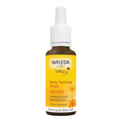 A supplement container of Baby Teething Drops by Weleda