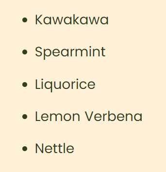 Supplement facts for Revive Premium Herbal Tea listing ingredients including Glycyrrhiza glabra, Kawakawa Leaf Powder, Lemon Extract, Licorice, Licorice Root (Glycyrrhiza Uralensis)