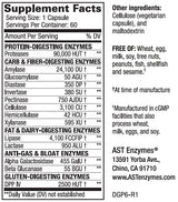 Supplement facts for Digest-GI Extra Strength listing ingredients including Alpha galactosidase, Amylase, Beta-fructofuranosidase, Cellulose (vegetarian capsule), Diastase