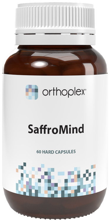 A supplement container of SaffroMind 60c (Previously NeuroCare 60c) by Orthoplex