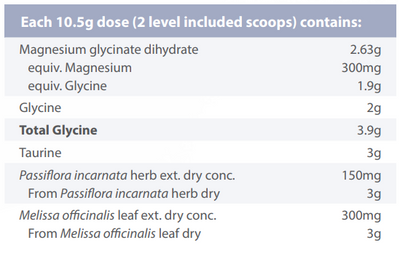Supplement facts for MagCalm 210g