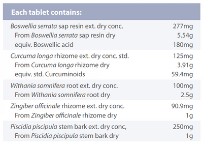 Supplement facts for SynerGesic