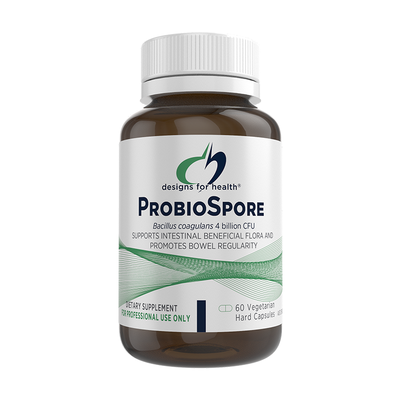 A supplement container of ProbioSpore (AUS) by Designs for Health
