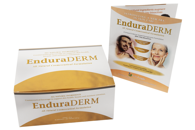A supplement container of EnduraDERM by Cell Logic