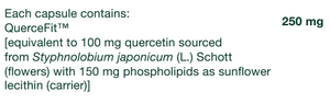 Supplement facts for Quercetin Bioactive