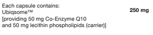Supplement facts for Co-Enzyme Q10 Advanced