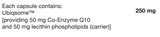 Supplement facts for Co-Enzyme Q10 Advanced