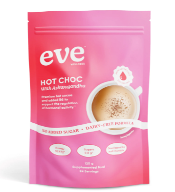 A supplement container of Hot Choc with Ashwagandha by Eve