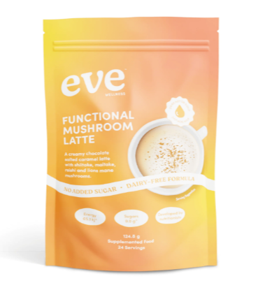 A supplement container of Functional Mushroom Latte by Eve