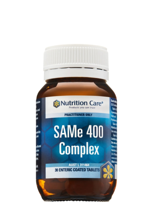 A supplement container of SAMe 400 Complex by Nutrition Care