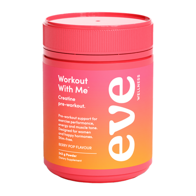A supplement container of Workout With Me by Eve