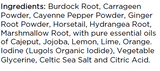 Supplement facts for Kidney Tonic listing ingredients including Althaea officinalis, Burdock extract, Cayenne Pepper, Citric Acid, Ginger