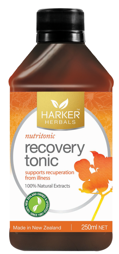 A supplement container of Recovery Tonic by Harker Herbals