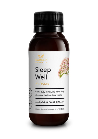 A supplement container of Sleep Well by Harker Herbals