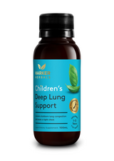 A supplement container of Children's Deep Lung Support 150ml by Harker Herbals