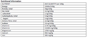 Supplement facts for Hemp Heart Protein 500g