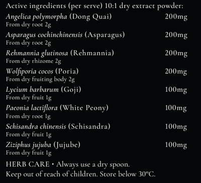 Supplement facts for I AM GAIA listing ingredients including Angelica sinensis, Asparagus, Dong Quai, Goji berry, Hoelen (Wolfiporia extensa)