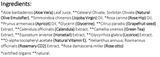 Supplement facts for Sensitive Cleansing Lotion 125ml listing ingredients including Aloe Barbadensis, Aloe Vera, Apricot (Prunus Armenica), Apricot Oil, Calendula Extract